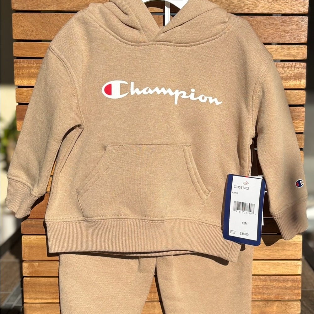 NWT 12M Champion Beige Hoodie and Joggers Set